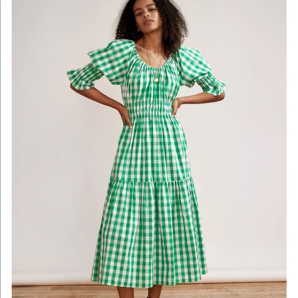 Kitri green gingham midi dress